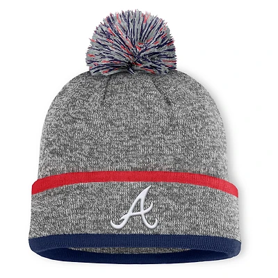 Men's Atlanta Braves Fanatics Heather Gray Backstop Cuffed Knit Hat with Pom
