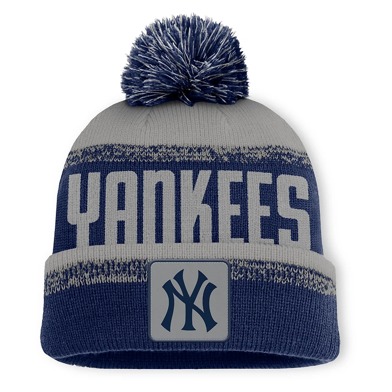 Men's Fanatics Navy/Gray New York Yankees No-Doubter Cuffed Knit Hat with Pom