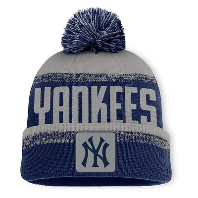 Men's Fanatics Navy/Gray New York Yankees No-Doubter Cuffed Knit Hat with Pom