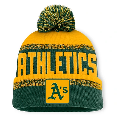 Men's Fanatics Green/Gold Athletics No-Doubter Cuffed Knit Hat with Pom