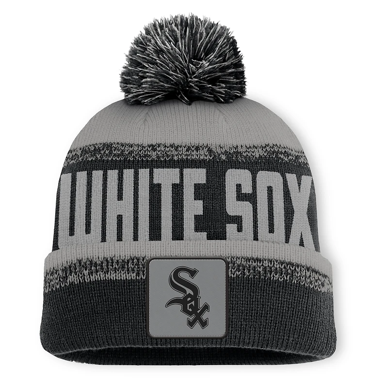 Men's Fanatics Black/Gray Chicago White Sox No-Doubter Cuffed Knit Hat with Pom