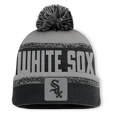 Men's Fanatics Black/Gray Chicago White Sox No-Doubter Cuffed Knit Hat with Pom