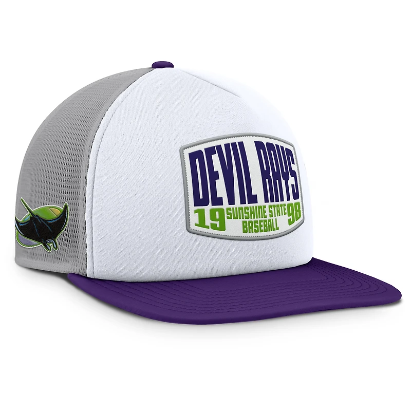 Men's Fanatics Gray/White Tampa Bay Rays Cranked Foam Front Patch Trucker Adjustable Hat
