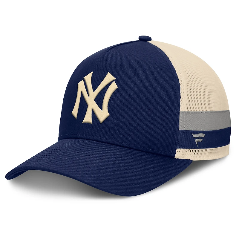 Men's Fanatics Navy/Natural New York Yankees Inherited Side Stripe Trucker Adjustable Hat