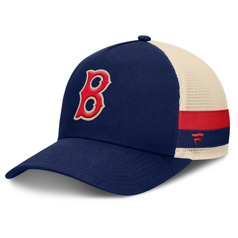 Men's Fanatics Navy/Natural Boston Red Sox Inherited Side Stripe Trucker Adjustable Hat