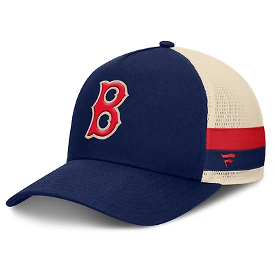Men's Fanatics Navy/Natural Boston Red Sox Inherited Side Stripe Trucker Adjustable Hat