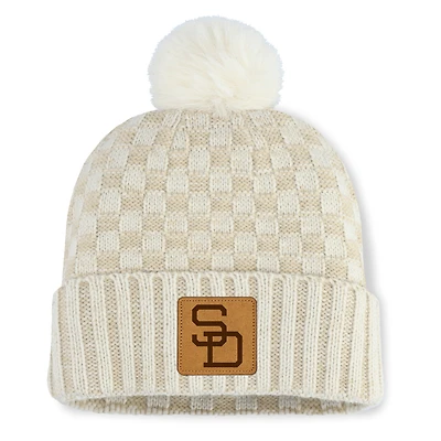 Women's Fanatics  Natural San Diego Padres Matchstick Cuffed Knit Hat with Pom