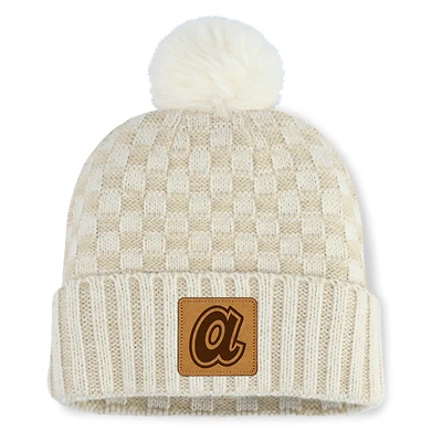 Women's Fanatics  Natural Atlanta Braves Matchstick Cuffed Knit Hat with Pom