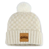 Women's Fanatics  Natural San Francisco Giants Matchstick Cuffed Knit Hat with Pom