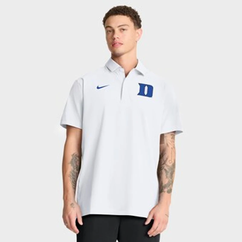 Men's Nike White Duke Blue Devils Coaches Sideline Dri-FIT Polo