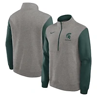 Men's Nike Heather Gray/Green Michigan State Spartans Club Fleece Half-Zip Pullover