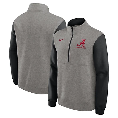 Men's Nike Heather Gray/Black Alabama Crimson Tide Club Fleece Half-Zip Pullover