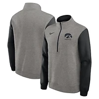 Men's Nike Heather Gray/Black Iowa Hawkeyes Club Fleece Half-Zip Pullover