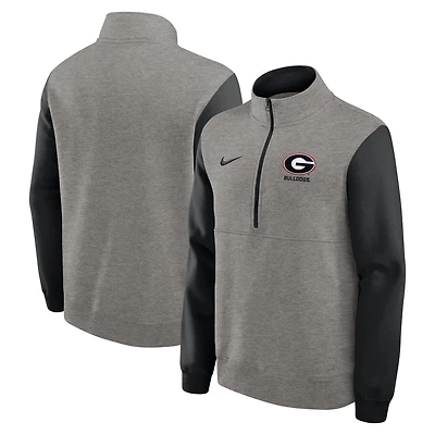 Men's Nike Heather Gray/Black Georgia Bulldogs Club Fleece Half-Zip Pullover