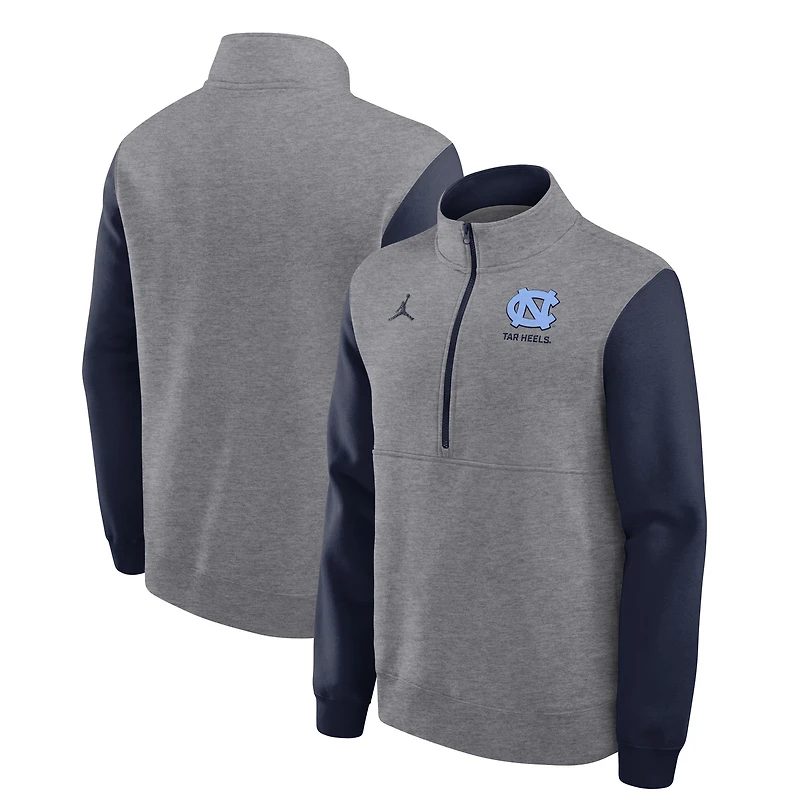 Men's Jordan Brand Heather Gray North Carolina Tar Heels Club Fleece Half-Zip Pullover