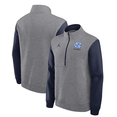 Men's Jordan Brand Heather Gray North Carolina Tar Heels Club Fleece Half-Zip Pullover