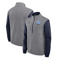 Men's Jordan Brand Heather Gray North Carolina Tar Heels Club Fleece Half-Zip Pullover