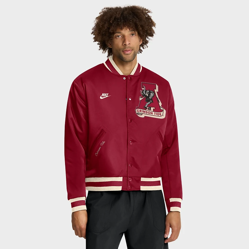 Men's Nike Crimson Alabama Crimson Tide Legacy Full-Snap Bomber Jacket