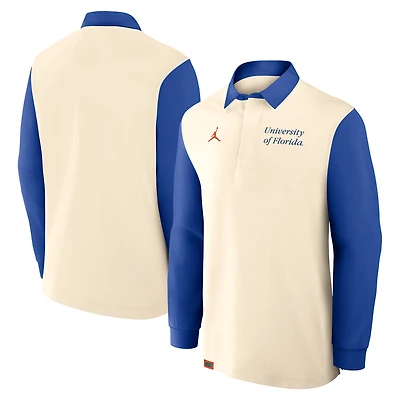 Men's Jordan Brand Cream/Royal Florida Gators Rugby Long Sleeve Shirt