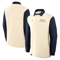 Men's Jordan Brand Cream/Navy Michigan Wolverines Rugby Long Sleeve Shirt