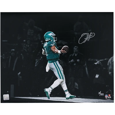 Jalen Hurts Philadelphia Eagles Autographed 16" x 20" 2023 Week 12 Walk-Off Overtime Touchdown Spotlight Photograph - Limited Edition of 99