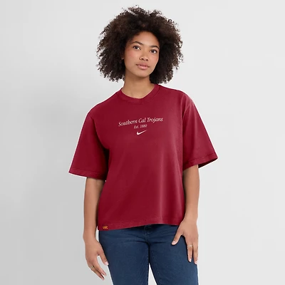 Women's Nike Cardinal USC Trojans Established Tag Boxy T-Shirt