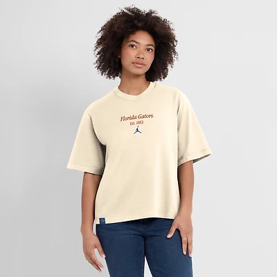 Women's Jordan Brand Tan Florida Gators Established Tag Boxy T-Shirt