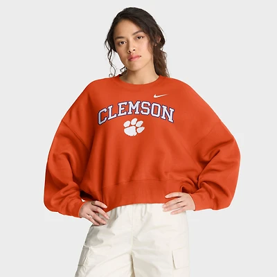Women's Nike Orange Clemson Tigers Oversized Phoenix Arch Pullover Sweatshirt