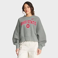 Women's Nike Heather Gray Ohio State Buckeyes Oversized Phoenix Arch Pullover Sweatshirt
