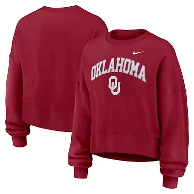 Women's Nike Crimson Oklahoma Sooners Oversized Phoenix Arch Pullover Sweatshirt