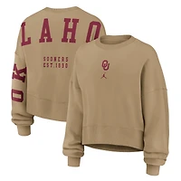 Women's Jordan Brand Tan Oklahoma Sooners Oversized Phoenix 2-Hit Pullover Sweatshirt