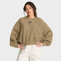 Women's Nike Tan Oregon Ducks Oversized Phoenix 2-Hit Pullover Sweatshirt
