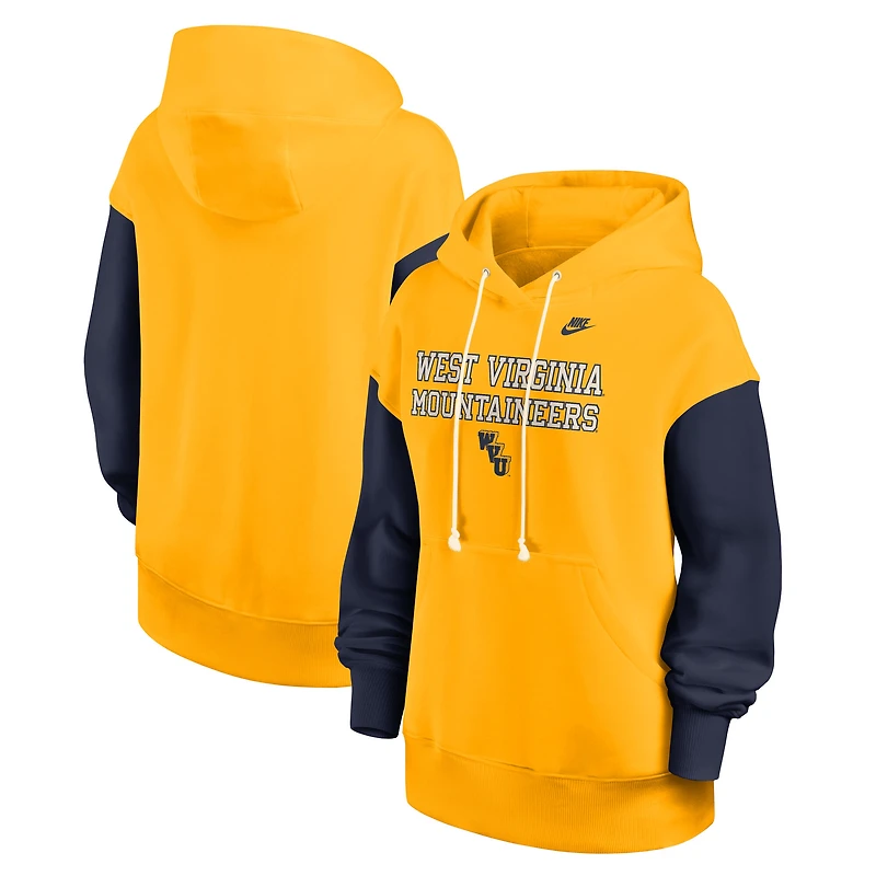 Women's Nike Gold/Navy West Virginia Mountaineers Oversized Legacy Phoenix Pullover Hoodie