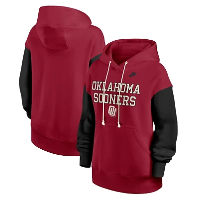 Women's Nike Crimson/Black Oklahoma Sooners Oversized Legacy Phoenix Pullover Hoodie