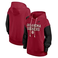 Women's Nike Crimson/Black Oklahoma Sooners Oversized Legacy Phoenix Pullover Hoodie