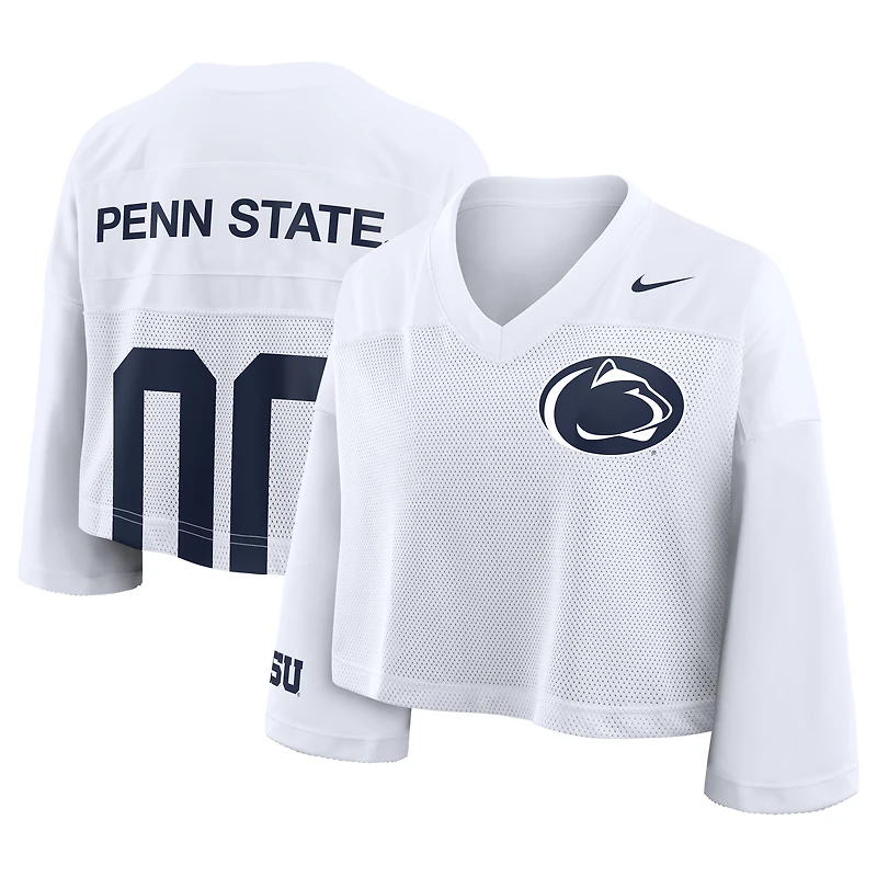 Women's Nike White Penn State Nittany Lions Cropped Mesh Dri-FIT Fashion Jersey