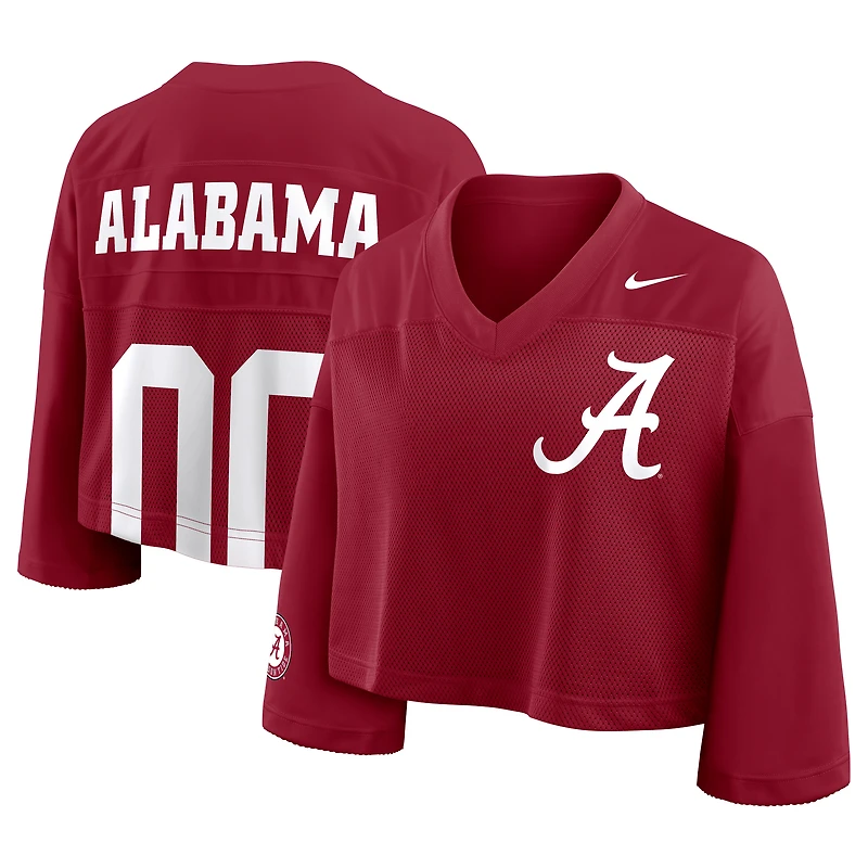 Women's Nike Crimson Alabama Crimson Tide Cropped Mesh Dri-FIT Fashion Jersey