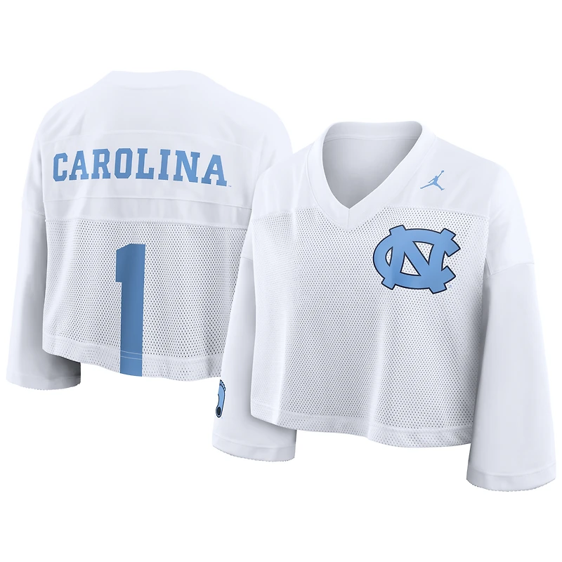 Women's Jordan Brand White North Carolina Tar Heels Cropped Mesh Dri-FIT Fashion Jersey
