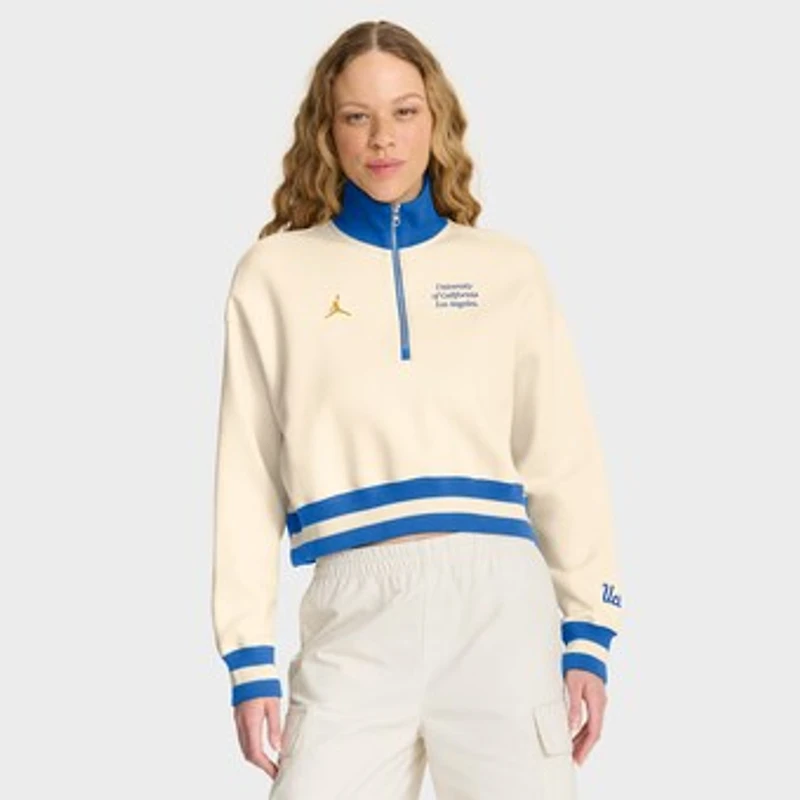 Women's Jordan Brand Tan UCLA Bruins Legacy Half-Zip Sweatshirt