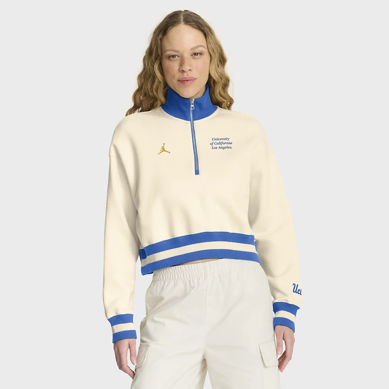 Women's Jordan Brand Tan UCLA Bruins Legacy Half-Zip Sweatshirt