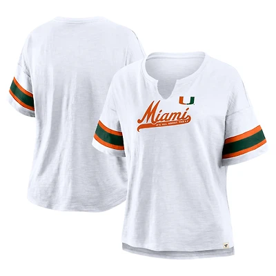 Women's Fanatics White Miami Hurricanes Hometown Premium Script T-Shirt
