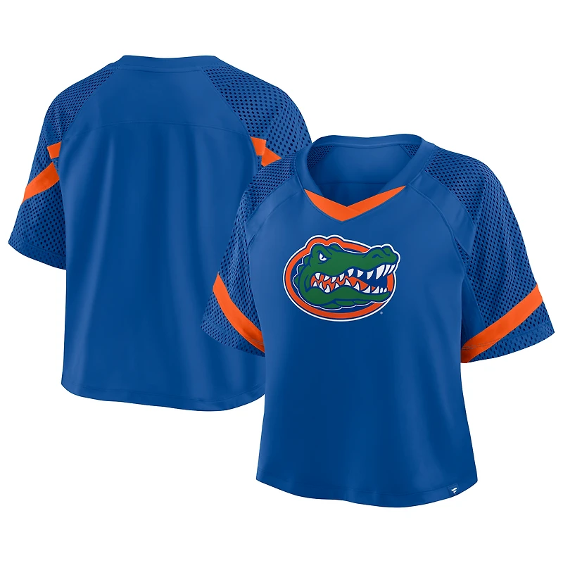 Women's Fanatics Royal Florida Gators Oversized Raglan V-Neck Fashion Jersey