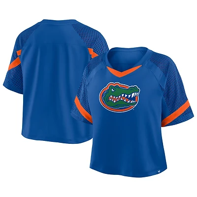 Women's Fanatics Royal Florida Gators Oversized Raglan V-Neck Fashion Jersey
