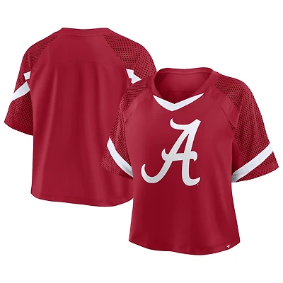 Women's Fanatics Crimson Alabama Tide Oversized Raglan V-Neck Fashion Jersey
