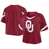 Women's Fanatics Crimson Oklahoma Sooners Oversized Raglan V-Neck Fashion Jersey
