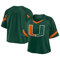 Women's Fanatics Green Miami Hurricanes Oversized Raglan V-Neck Fashion Jersey