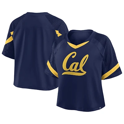 Women's Fanatics Navy Cal Bears Oversized Raglan V-Neck Fashion Jersey