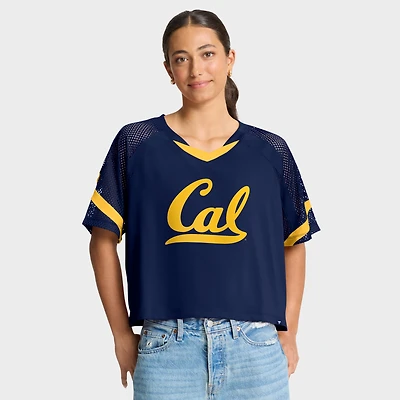 Women's Fanatics Navy Cal Bears Oversized Raglan V-Neck Fashion Jersey
