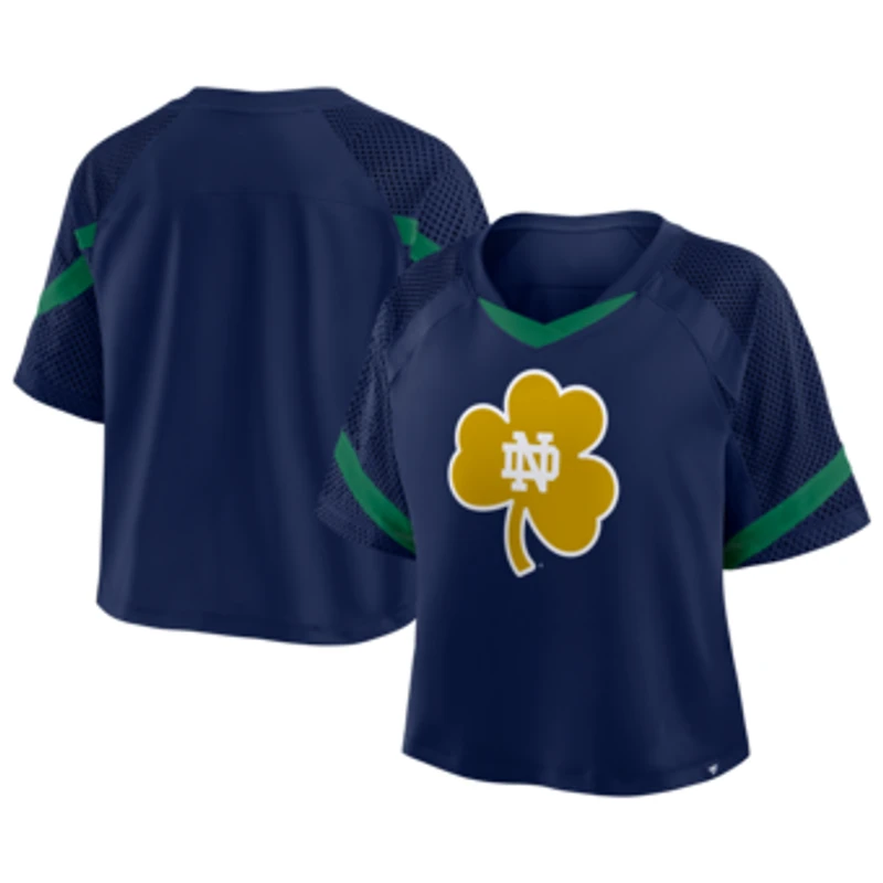 Women's Fanatics Navy Notre Dame Fighting Irish Oversized Raglan V-Neck Fashion Jersey