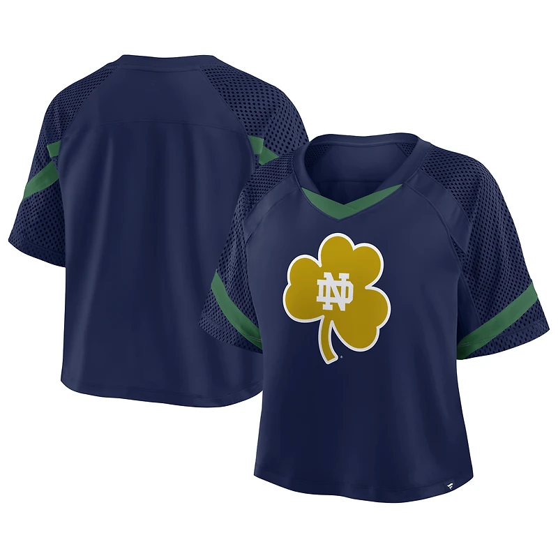 Women's Fanatics Navy Notre Dame Fighting Irish Oversized Raglan V-Neck Fashion Jersey